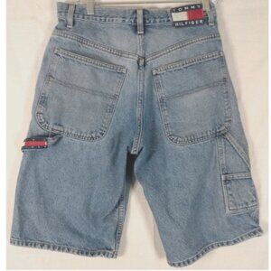 Tommy Hilfiger Carpenter Shorts Mens 30 Baggy Retro Y2K Distressed Big Patch